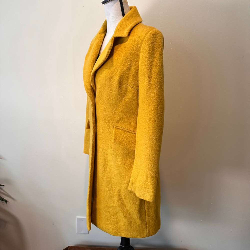 Sam Edelman | Mustard Ochre Wool Blend Walker Coat XS | Tailored Minimal Luxe - Picture 3 of 12